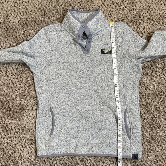 LL Bean Sweater Fleece Pullover Womens M 1/4 Snap Gray Pockets Logo 292726 - Picture 8 of 8